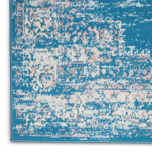 8' X 10' Blue Damask Power Loom Area Rug
