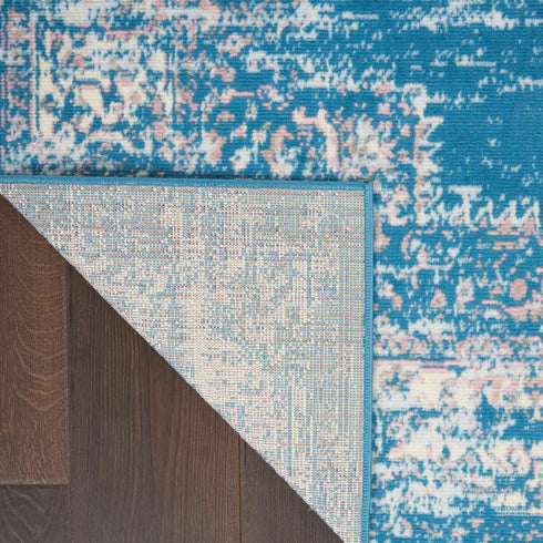 8' X 10' Blue Damask Power Loom Area Rug