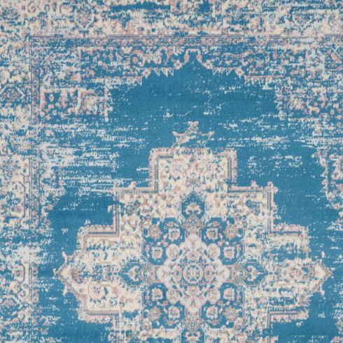 8' X 10' Blue Damask Power Loom Area Rug