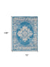 8' X 10' Blue Damask Power Loom Area Rug
