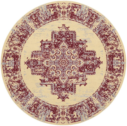 8' X 10' Cream Damask Power Loom Area Rug