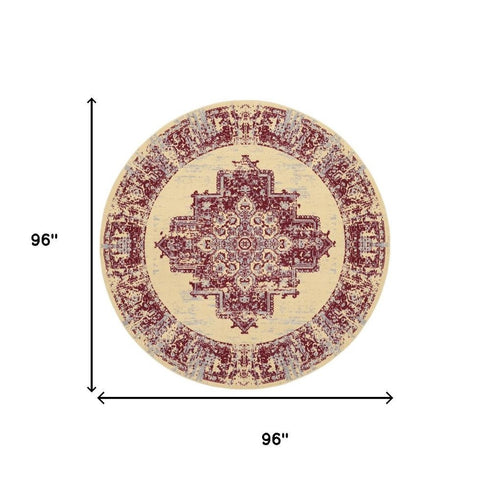 8' X 10' Cream Damask Power Loom Area Rug