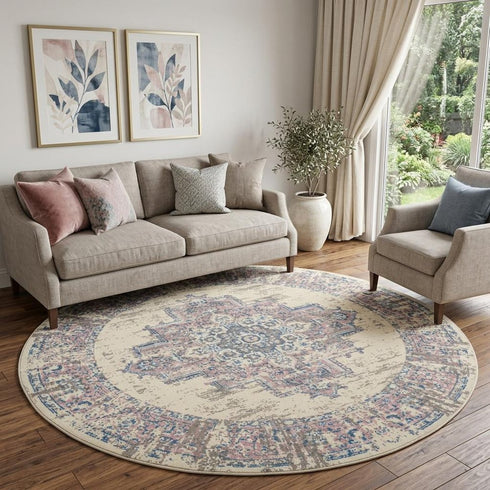 8' X 10' Pink Damask Power Loom Area Rug