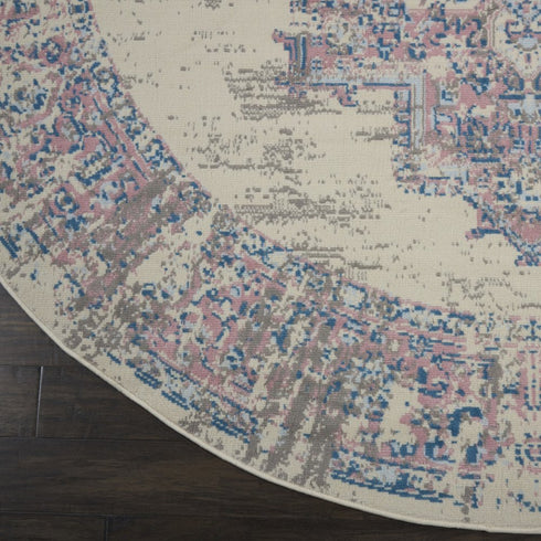8' X 10' Pink Damask Power Loom Area Rug
