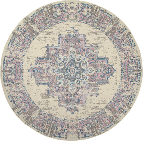 8' X 10' Pink Damask Power Loom Area Rug