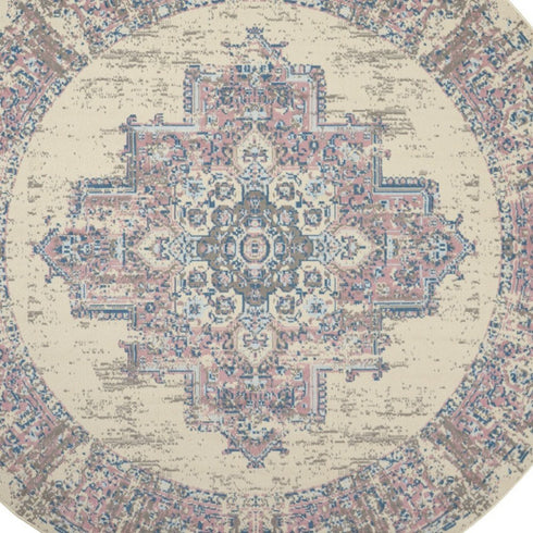 8' X 10' Pink Damask Power Loom Area Rug
