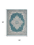 8' X 10' Aqua Floral Power Loom Distressed Area Rug