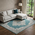 8' X 10' Aqua Floral Power Loom Distressed Area Rug
