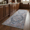 8' Blue Floral Power Loom Distressed Washable Runner Rug