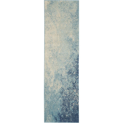 10' Blue Abstract Power Loom Runner Rug