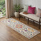 6' Cream Floral Power Loom Runner Rug