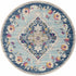 8' Blue And Beige Round Oriental Washable Non Skid Area Rug
