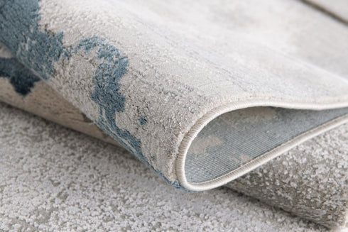 10' Blue And Gray Abstract Washable Runner Rug