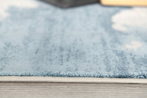 10' Blue And Gray Abstract Washable Runner Rug