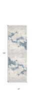 10' Blue And Gray Abstract Washable Runner Rug