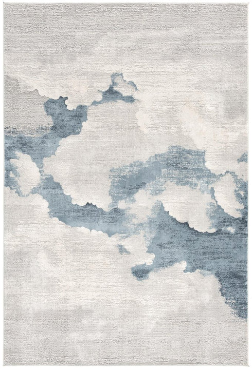 10' Blue And Gray Abstract Washable Runner Rug