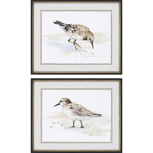 Set Of Two Sandpiper Black Framed Print Wall Art