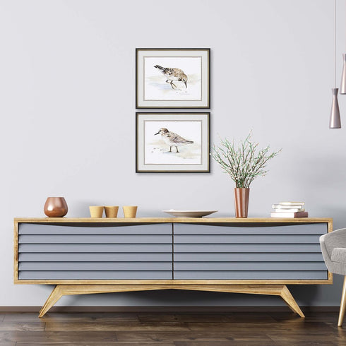 Set Of Two Sandpiper Black Framed Print Wall Art