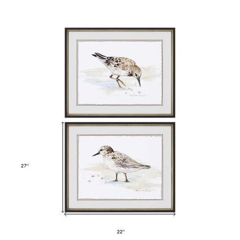 Set Of Two Sandpiper Black Framed Print Wall Art