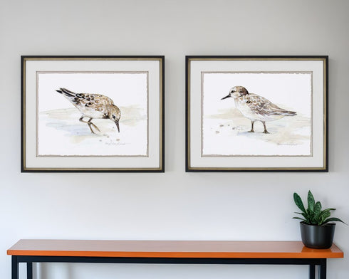 Set Of Two Sandpiper Black Framed Print Wall Art