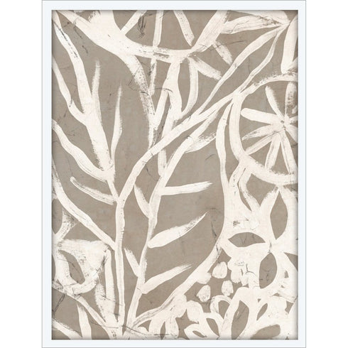 Mudcloth Foliage I White Framed Print Wall Art