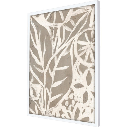 Mudcloth Foliage I White Framed Print Wall Art
