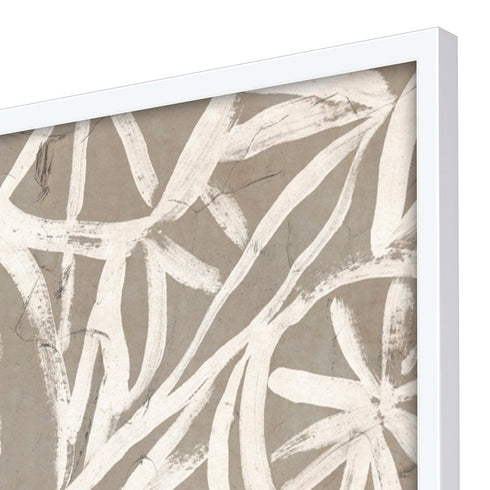 Mudcloth Foliage I White Framed Print Wall Art