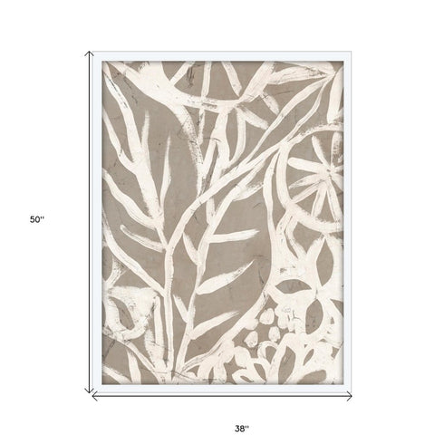 Mudcloth Foliage I White Framed Print Wall Art