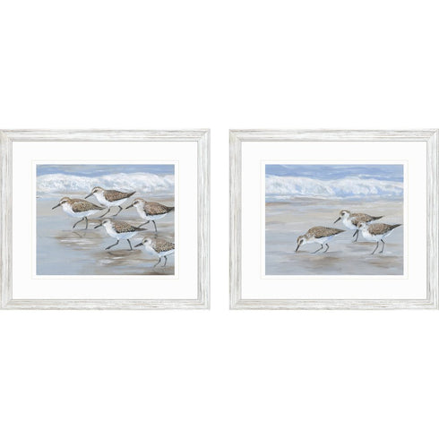 Set Of Two Sandpipers White Framed Print Wall Art