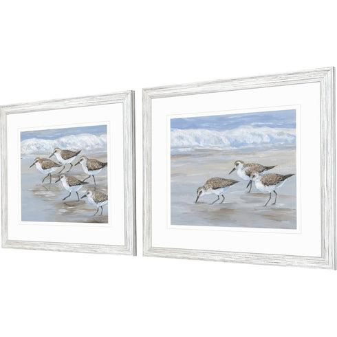 Set Of Two Sandpipers White Framed Print Wall Art