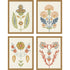 Set Of Four Folk Flourish Gold Framed Print Wall Art