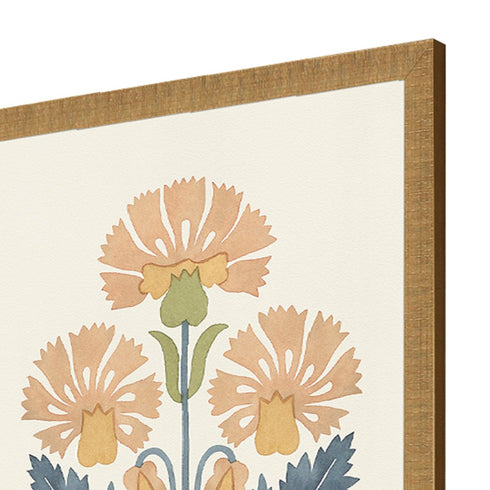 Set Of Four Folk Flourish Gold Framed Print Wall Art