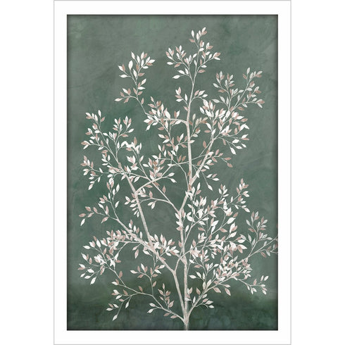 Delicate Tree I White Framed Print Wall Art