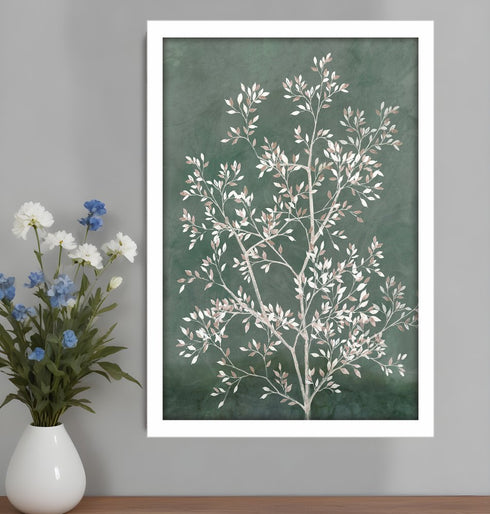 Delicate Tree I White Framed Print Wall Art