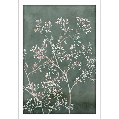 Delicate Tree II White Framed Print Wall Art