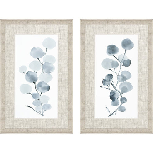 Set Of Two Gray Botanical White Framed Print Wall Art