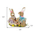 10" Blue Pink And Brown Straw Rabbit Easter Easter Bunny Figurine
