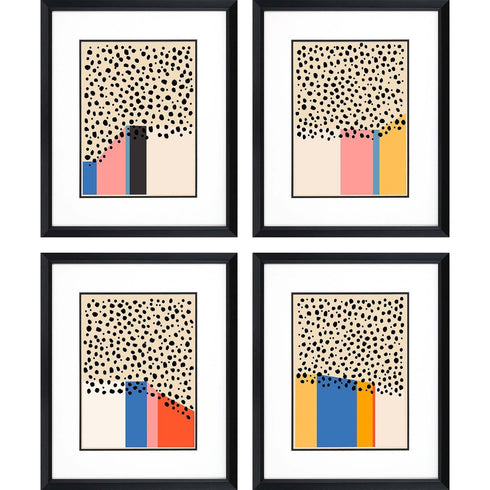 Set Of Four Color Studies Black Framed Print Wall Art