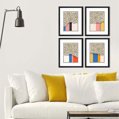 Set Of Four Color Studies Black Framed Print Wall Art