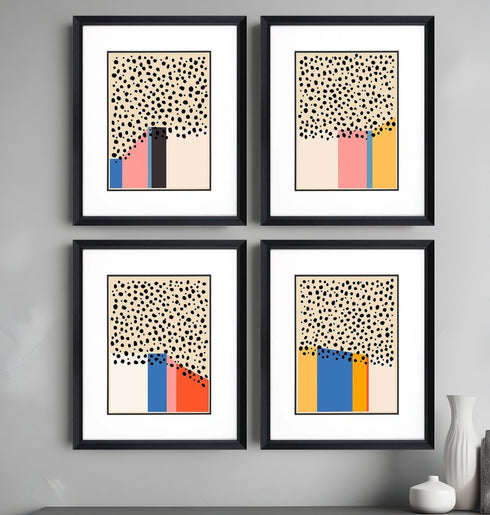 Set Of Four Color Studies Black Framed Print Wall Art