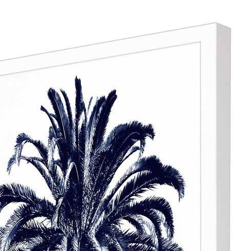 Palm Tree Blue III White Framed Print Wall Art