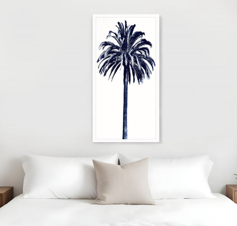 Palm Tree Blue III White Framed Print Wall Art