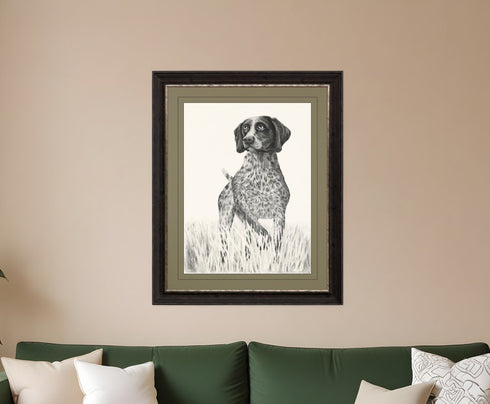 Hunting Dog Brown Framed Print Wall Art