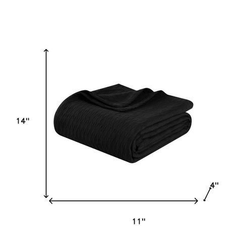 Queen Black Cotton Plain Weave Geometric Blanket