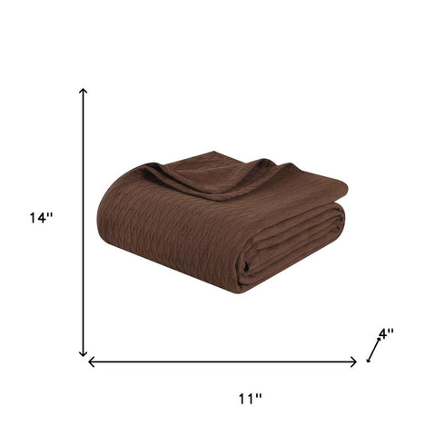 Queen Chocolate Cotton Plain Weave Geometric Blanket