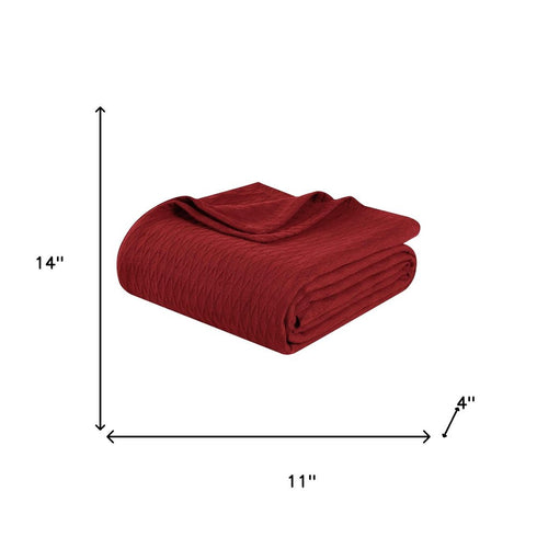 King Burgundy Cotton Plain Weave Geometric Blanket