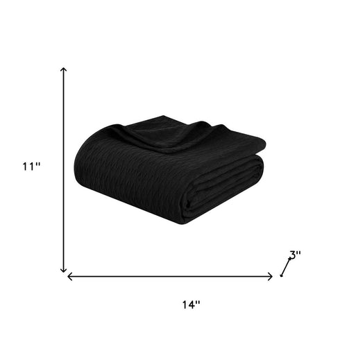 Twin Black Cotton Plain Weave Geometric Blanket
