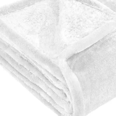King White Fleece Plain Weave Plush Blanket