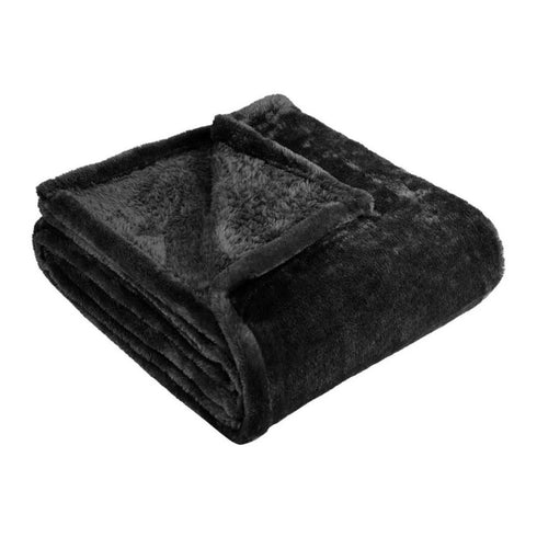14" X 15" Black Fleece Plain Weave Plush Throw Blanket