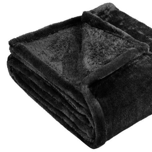 14" X 15" Black Fleece Plain Weave Plush Throw Blanket